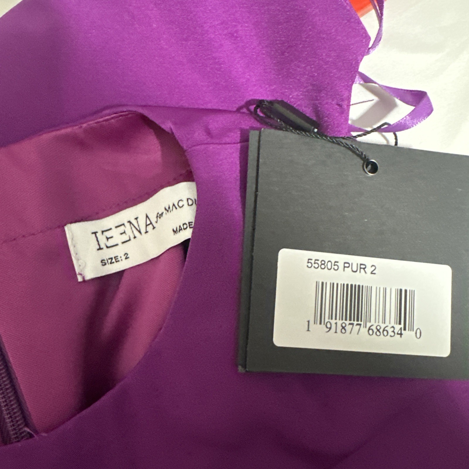 NWT IEENA Mac Duggal [ 2 ] 55805 Feathered Hem High Neck Trapeze Dress #U1533