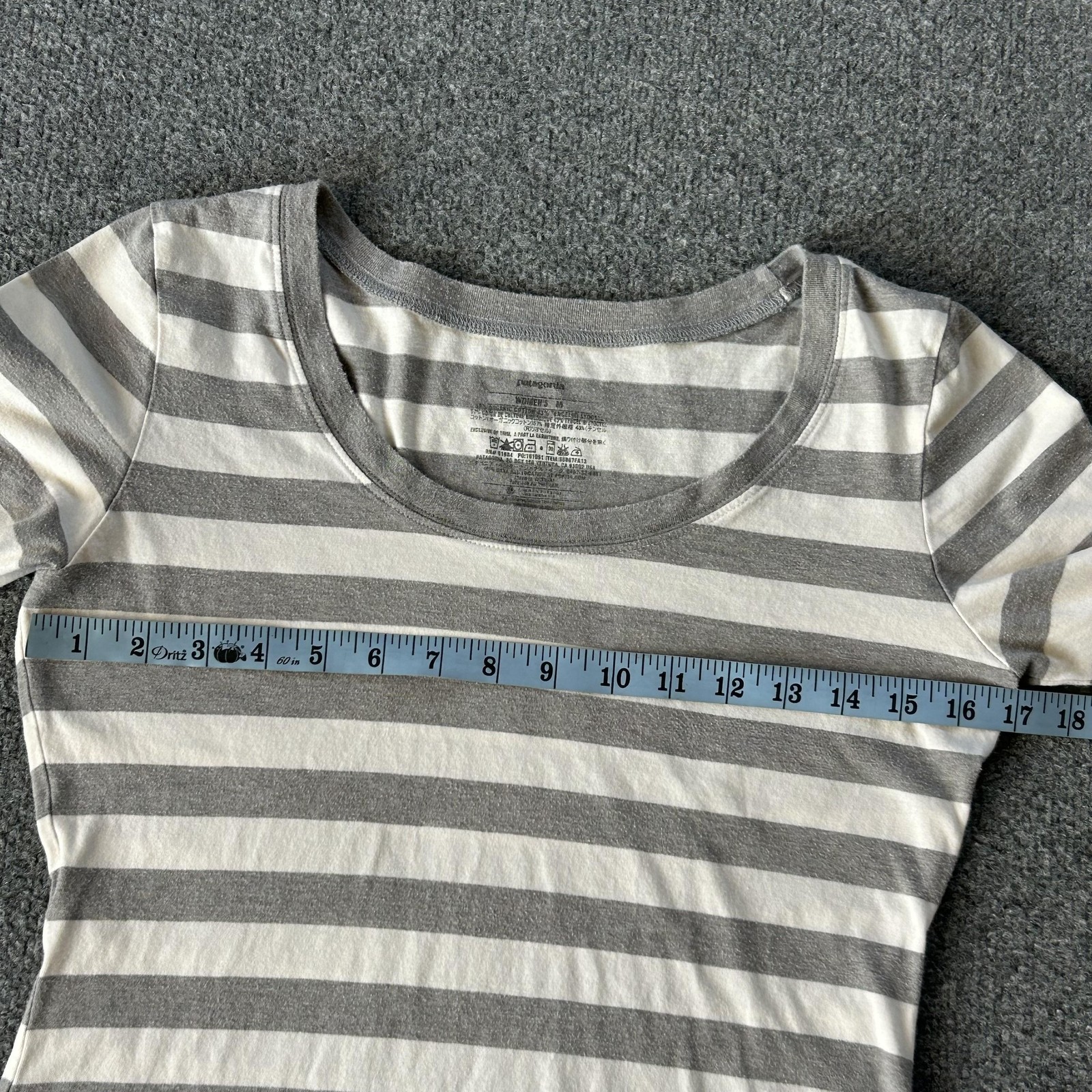 Patagonia Dress Womens Medium Grey White Stripe 3/4-Sleeved Au Bateau Dress