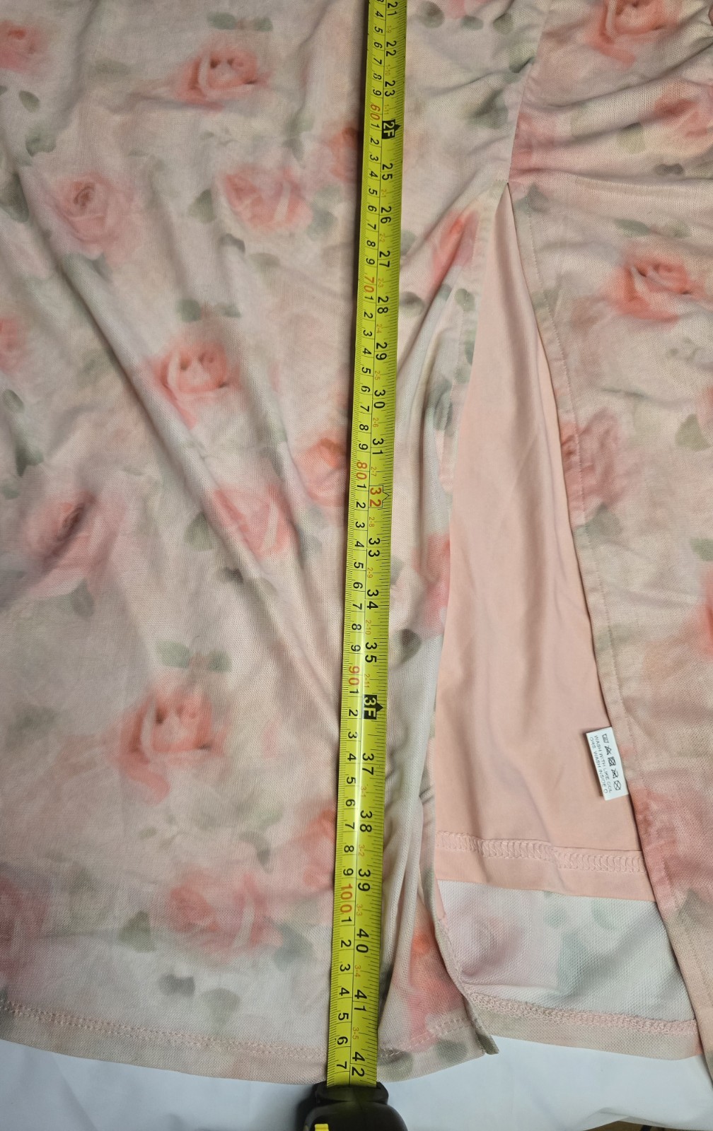 SHEIN Women’s Pink Floral Ruffle Bottom front Slip Midi Dress Size Large NWOT