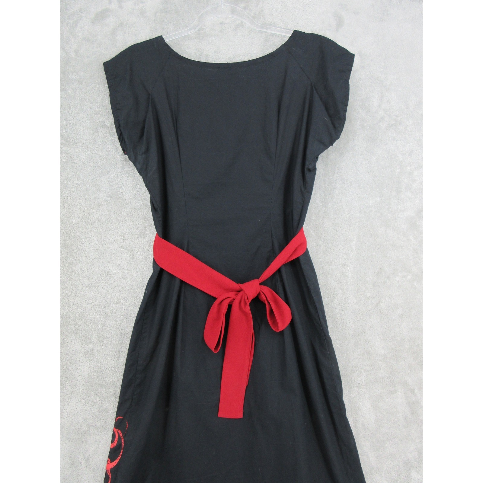 Matrushka Construction Dress Womens Large Octopus Attached Belt Art to Wear Red