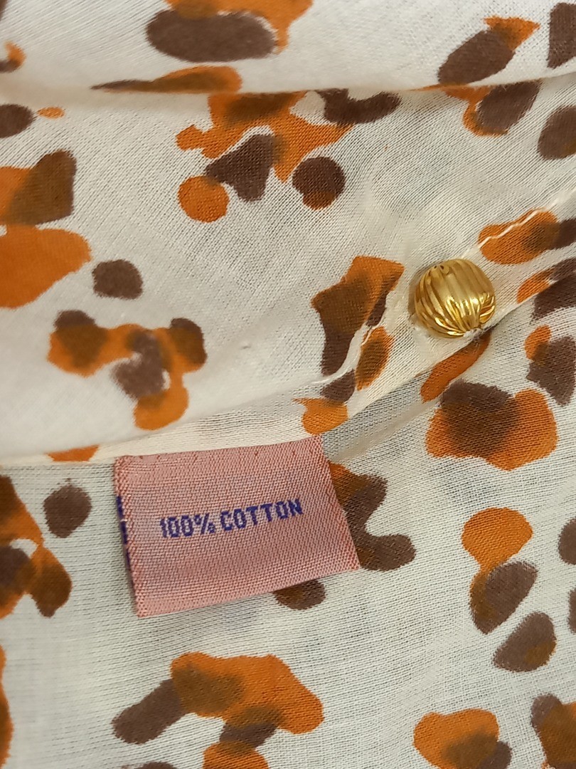 Lisa Corti Maxi Dress Size S Kaftan Animal Print Cotton Button Neck