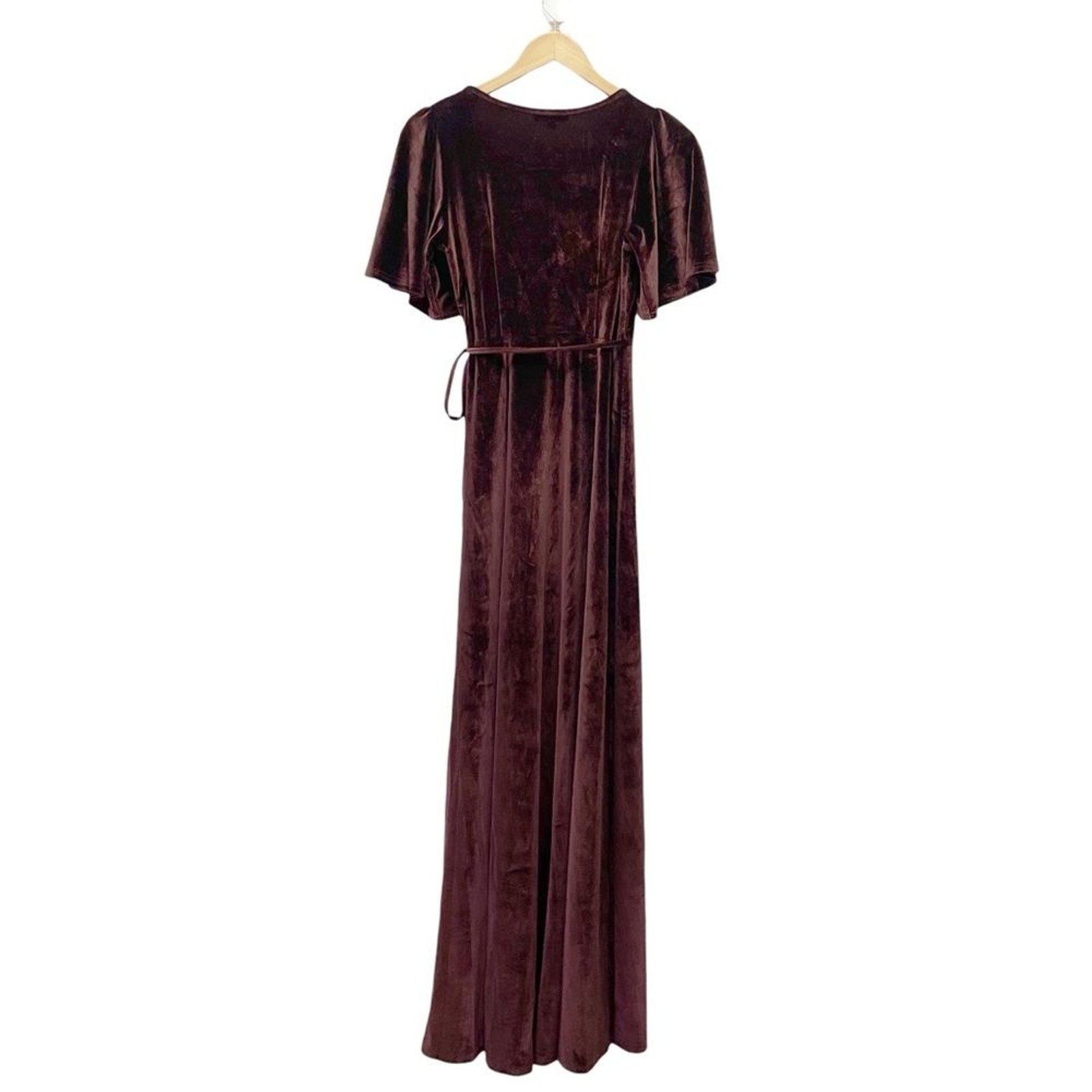 NWT Baltic Born Katelyn Velvet Maxi Wrap Dress Clove Brown Sz Small Tulip Skirt