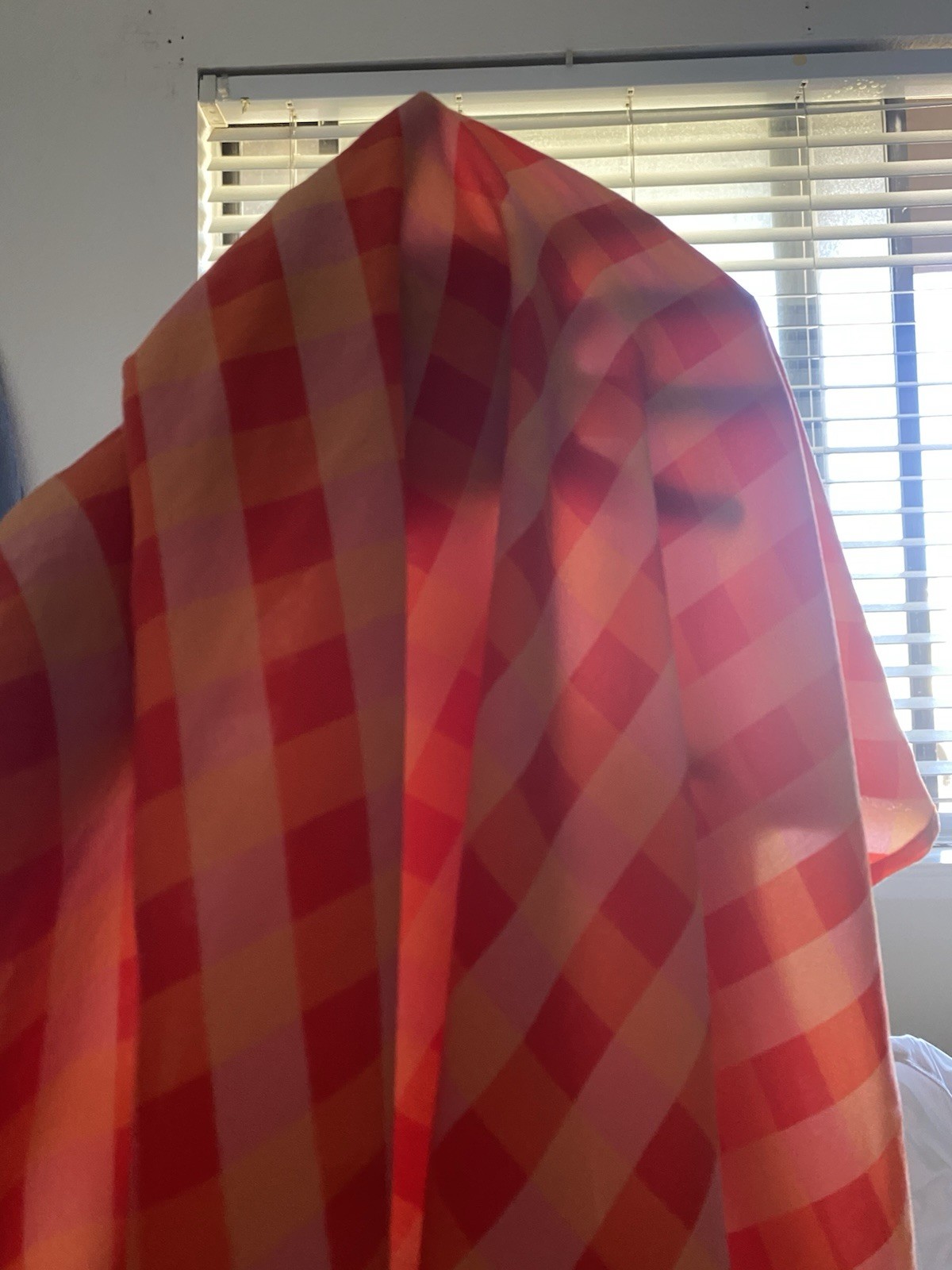 LHD 100% Silk Orange Pink Gingham Halter Mini Dress Open Back Size 4