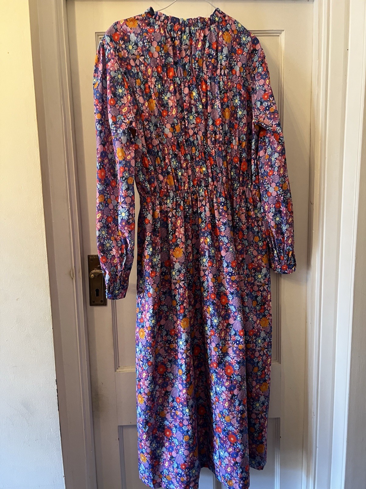 New Olivia Rubin Tammy Blue Mini Floral Cotton Midi Dress,UK 12