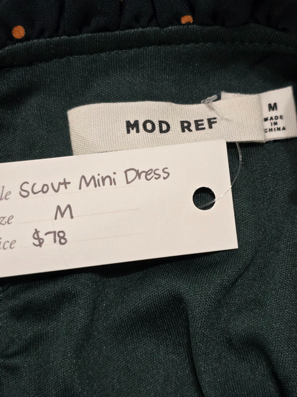 Mod Ref Womens Green Polka Dots Scout Mini Dress Long Sleeve Lined Size M NWT