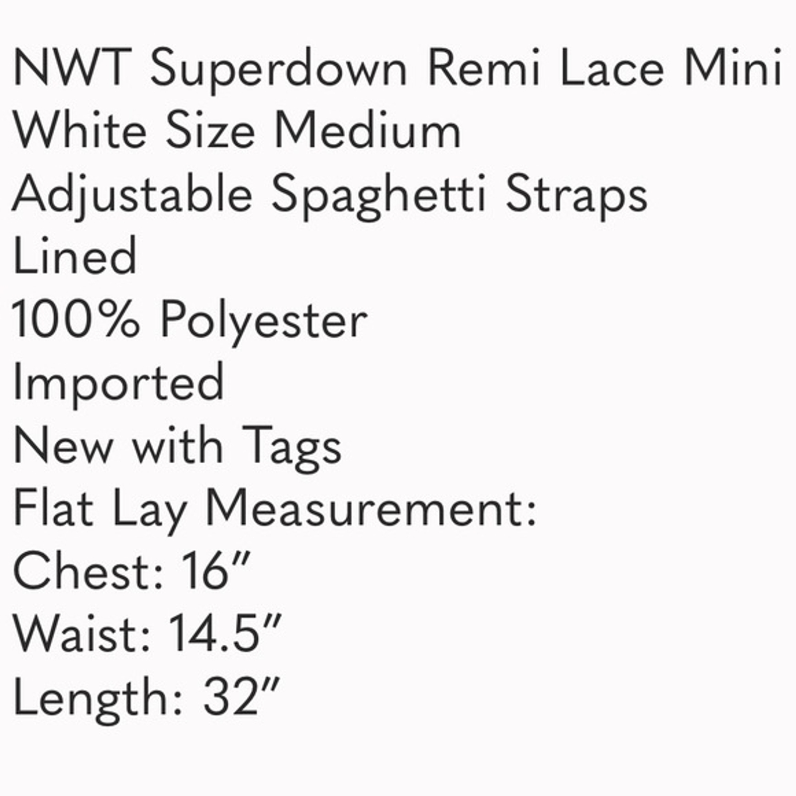 SUPERDOWN Lace Mini Dress Spaghetti Straps Plunge Vneck Ivory Size M