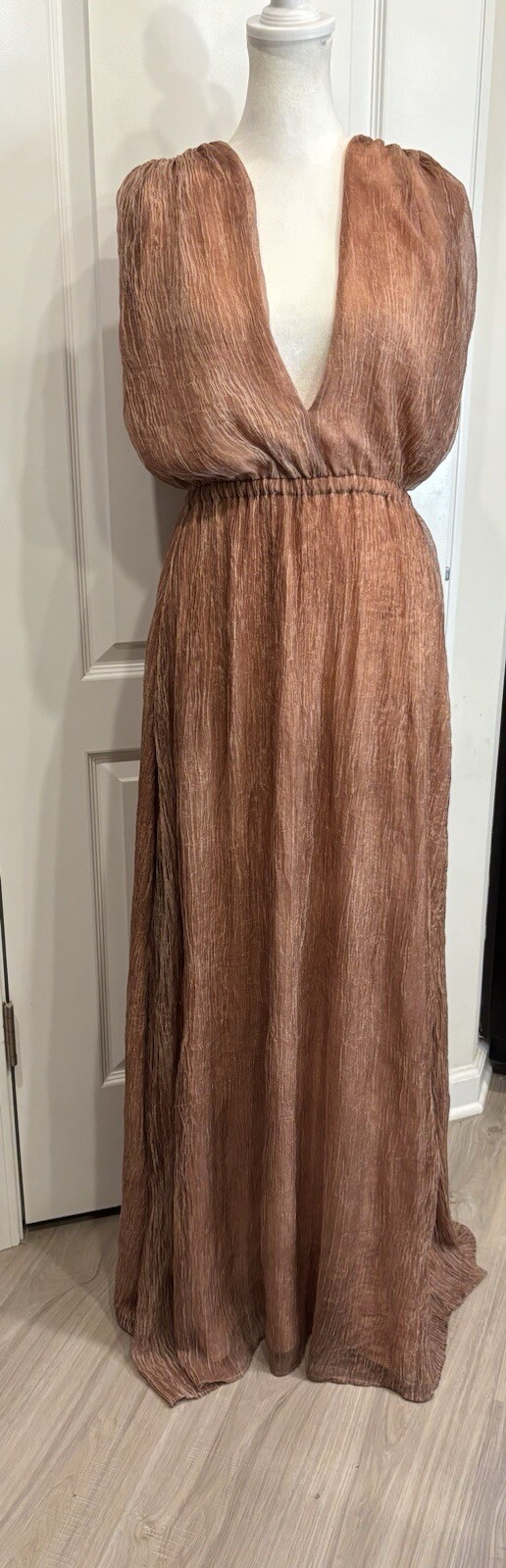BOBI BLACK (Revolve) Formal Maxi Dress XS Double V-neck Boho Flowy Feminine