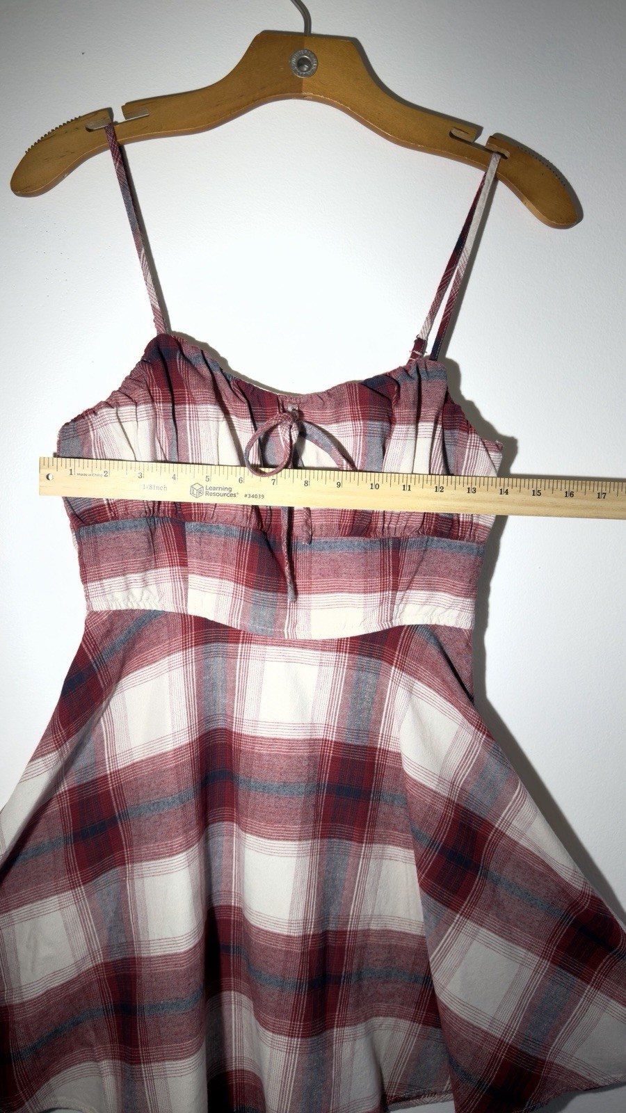 Forever 21 Plaid Mini Dress Red White Spaghetti Strap Size S