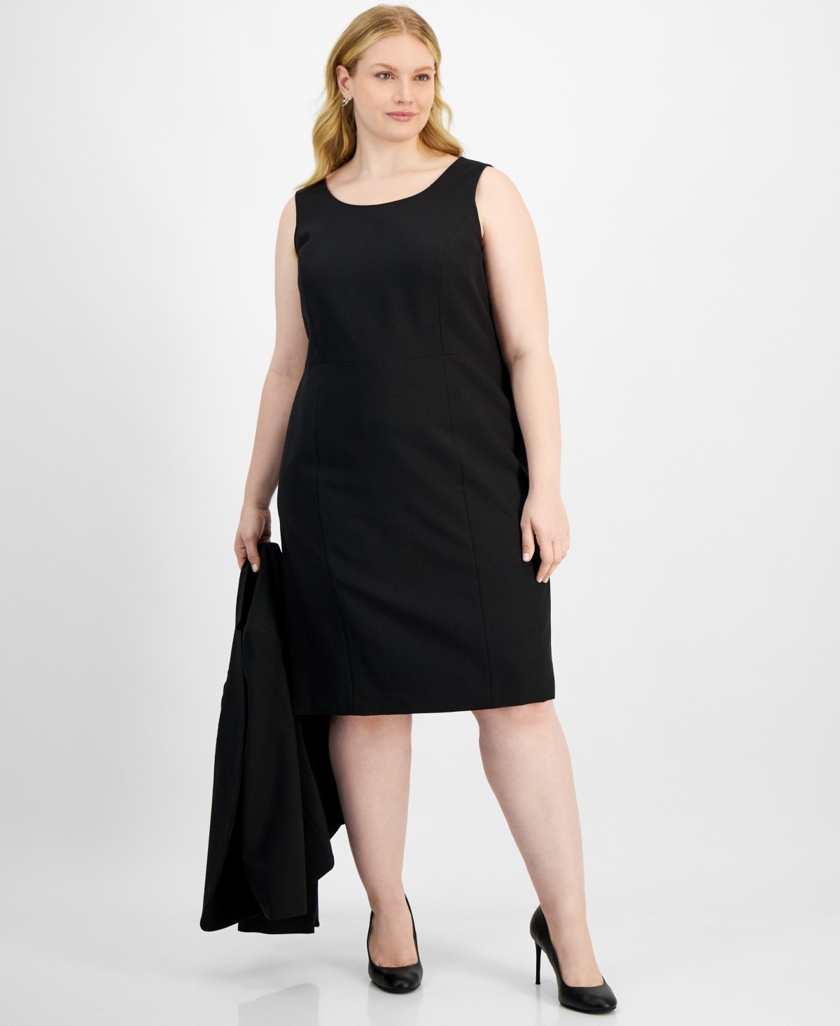 NEW LE SUIT BLACK CAREER SHEATH DRESS SIZE 14 W WOMEN PLUS