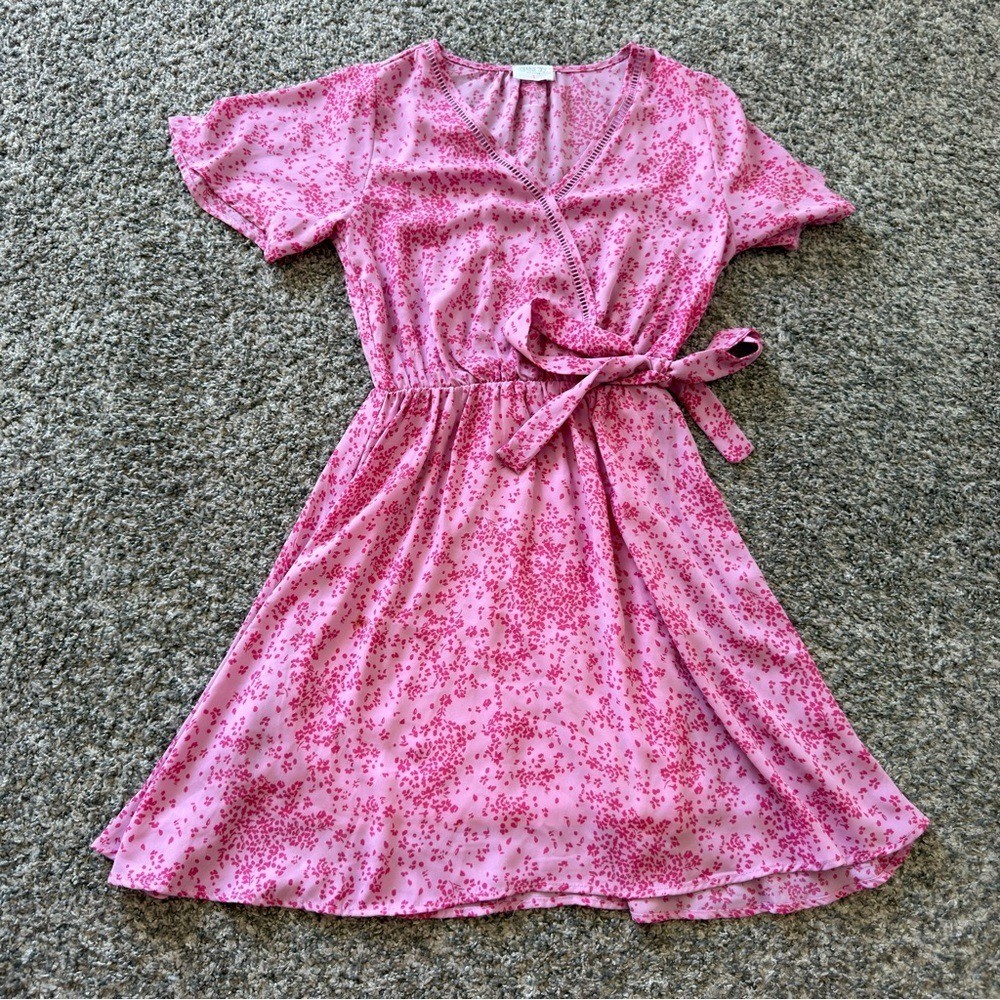 Sienna Sky Pink Floral Tie-Waist Dress