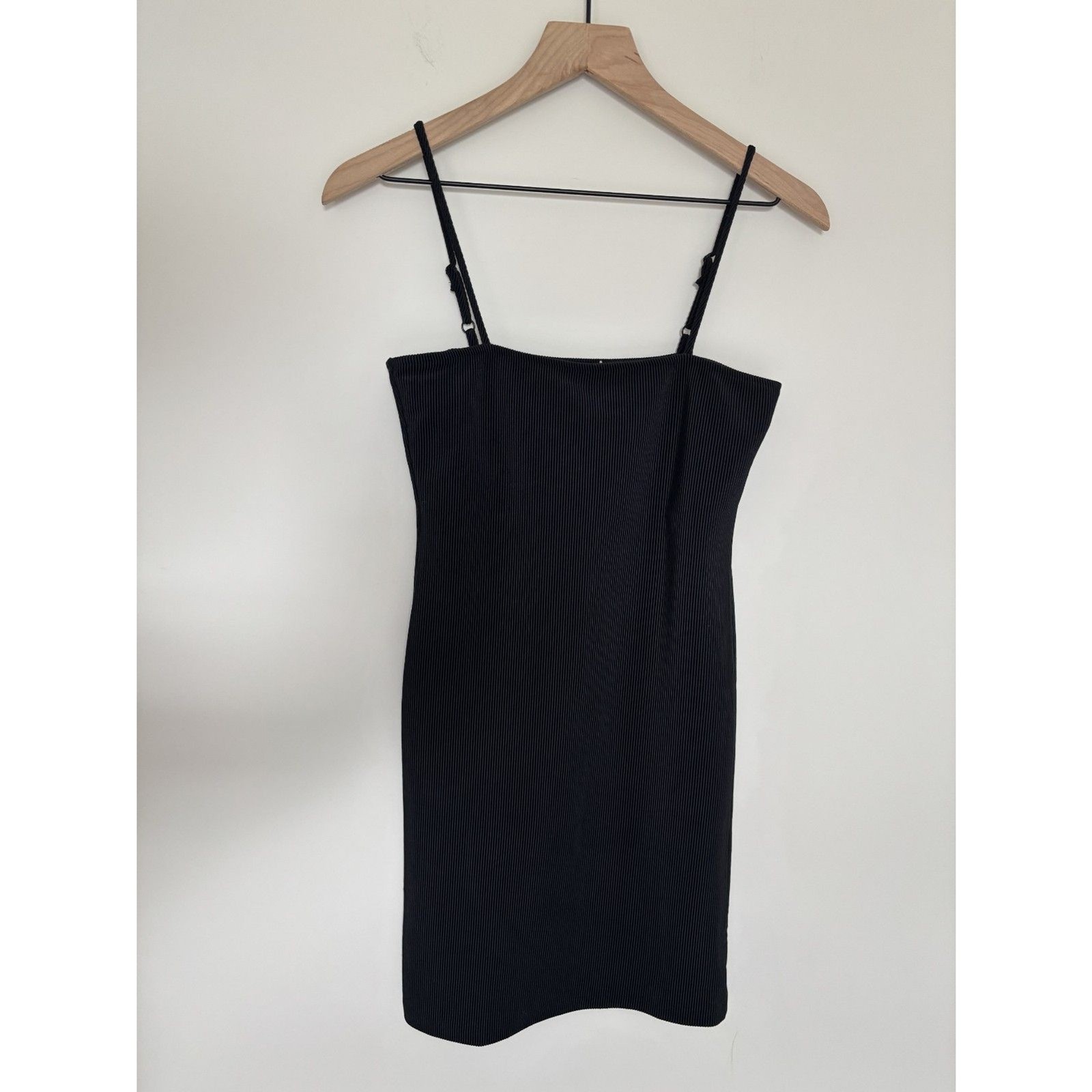 Little Black Dress Ribbed Mini With Adjustable Straps And Built In Bra