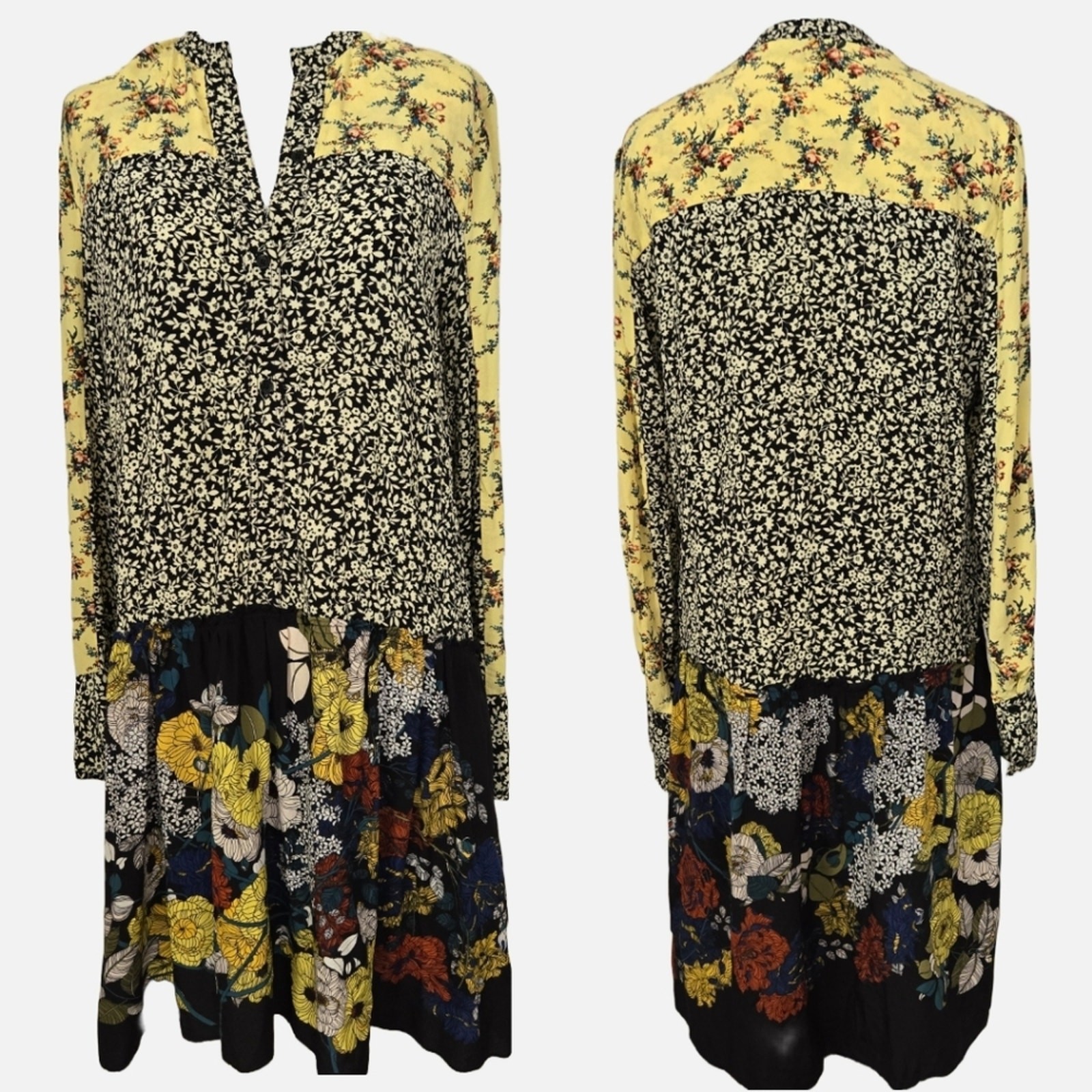 Sandro Paris Patchwork Silk Floral Mini Dress Size 1 S – Boho French Girl