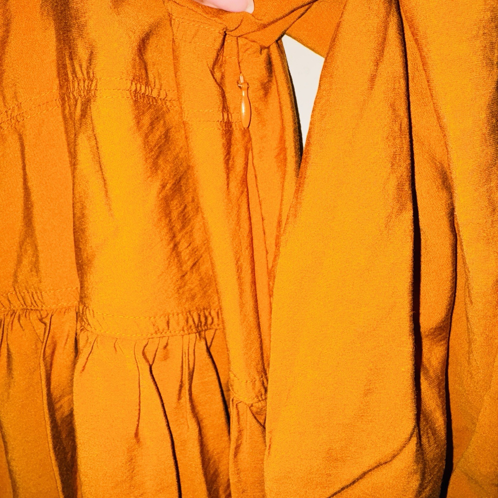 Banana Republic Burnt Orange Solid Square Neck Smocked Babydoll Mini Dress XL