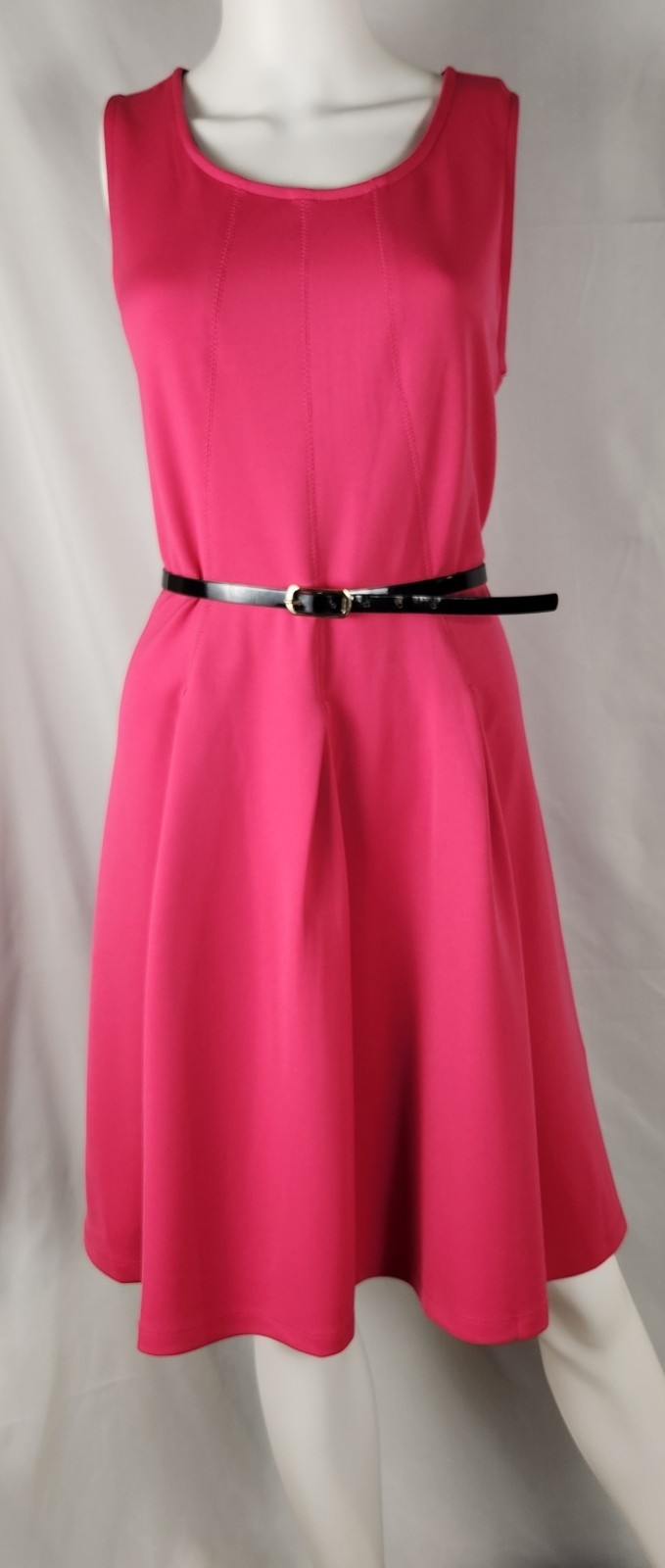 Worthington Hot Pink Belted Classic/Old-Money/Retro-Preppy Fit-Flare Dress XL