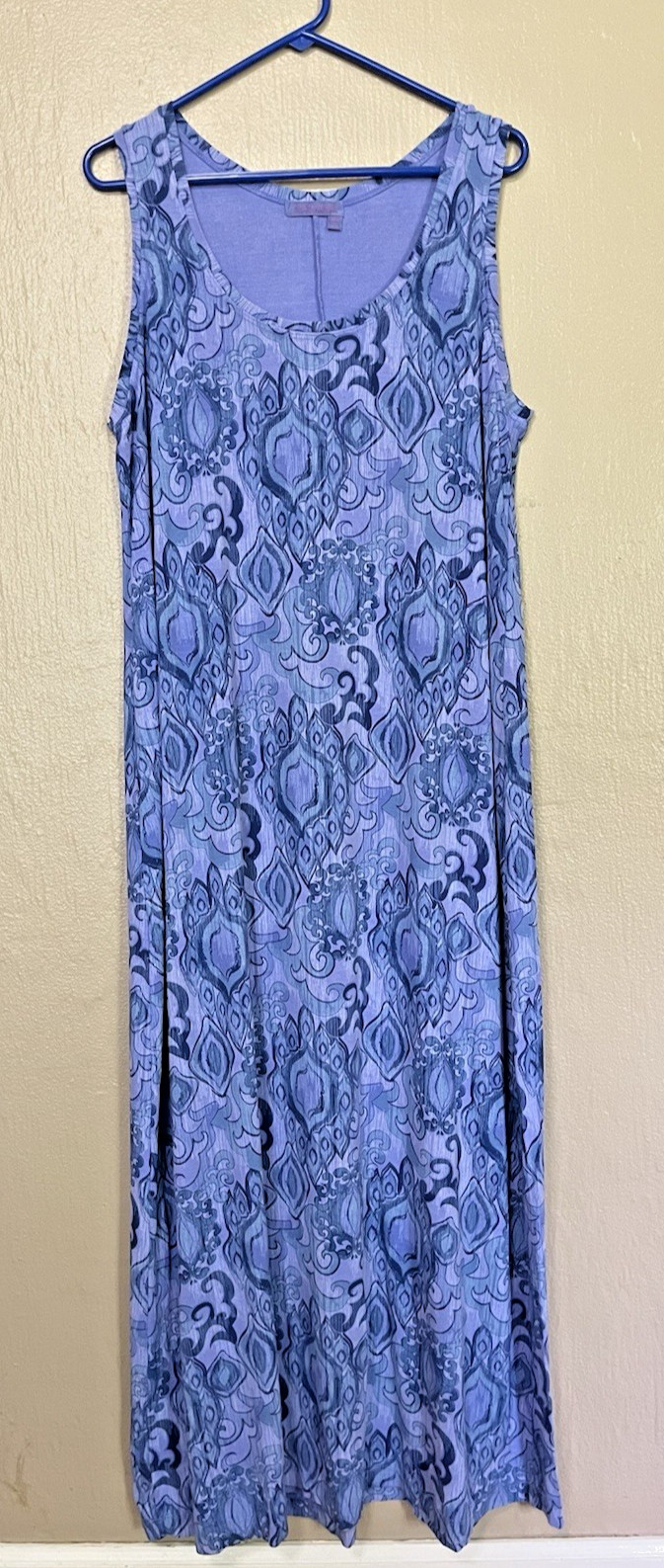 Fresh Produce Womens Sleeveless LONG Dress Blue Boho Size XXL