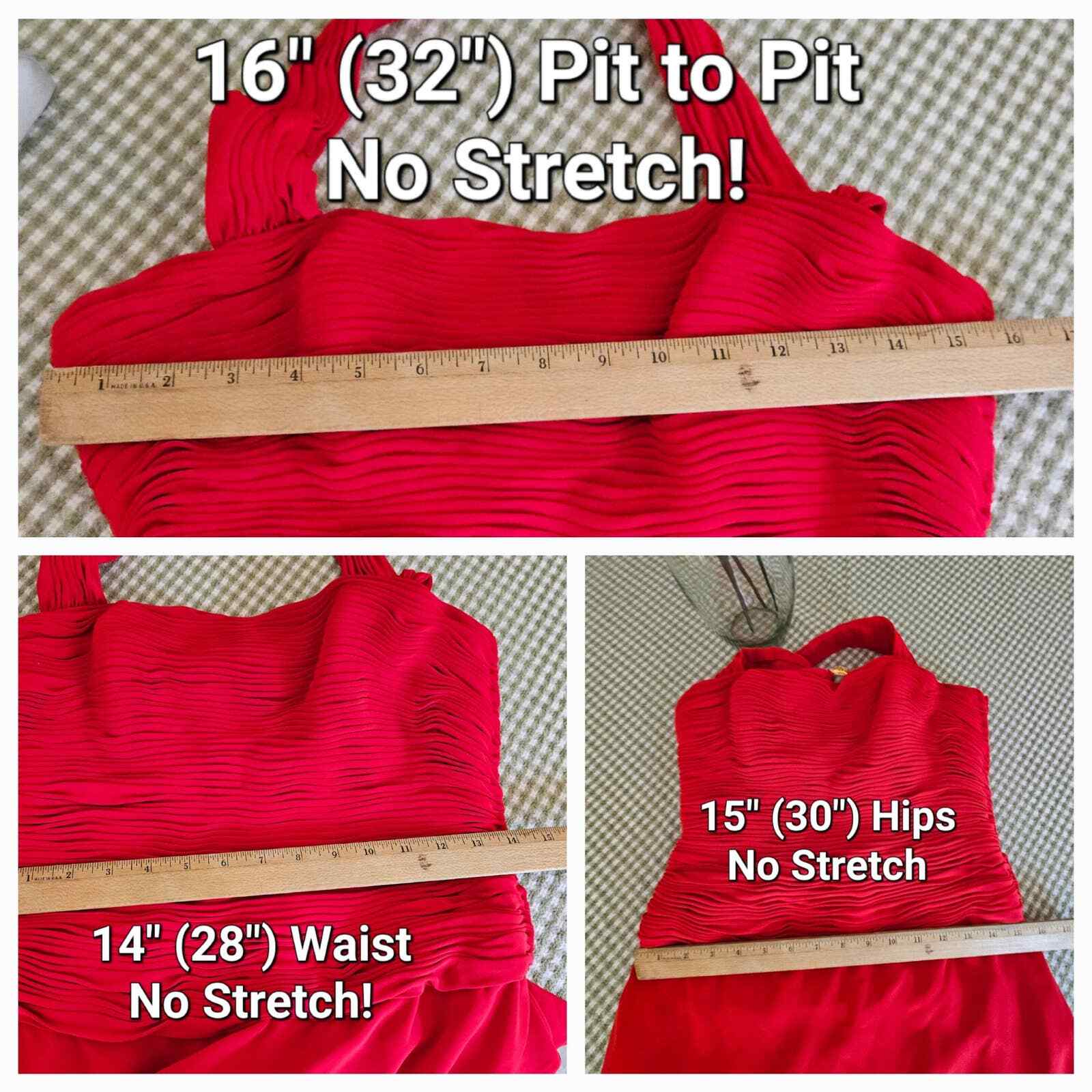 Size 10 Niteline Della Roufogali Red Halter Strap Ruched Bodice Elegant Formal