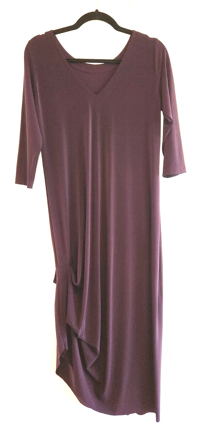 Sympli Drama dress V-neck pull on asymmetrical hem comfy stretch New one size 8