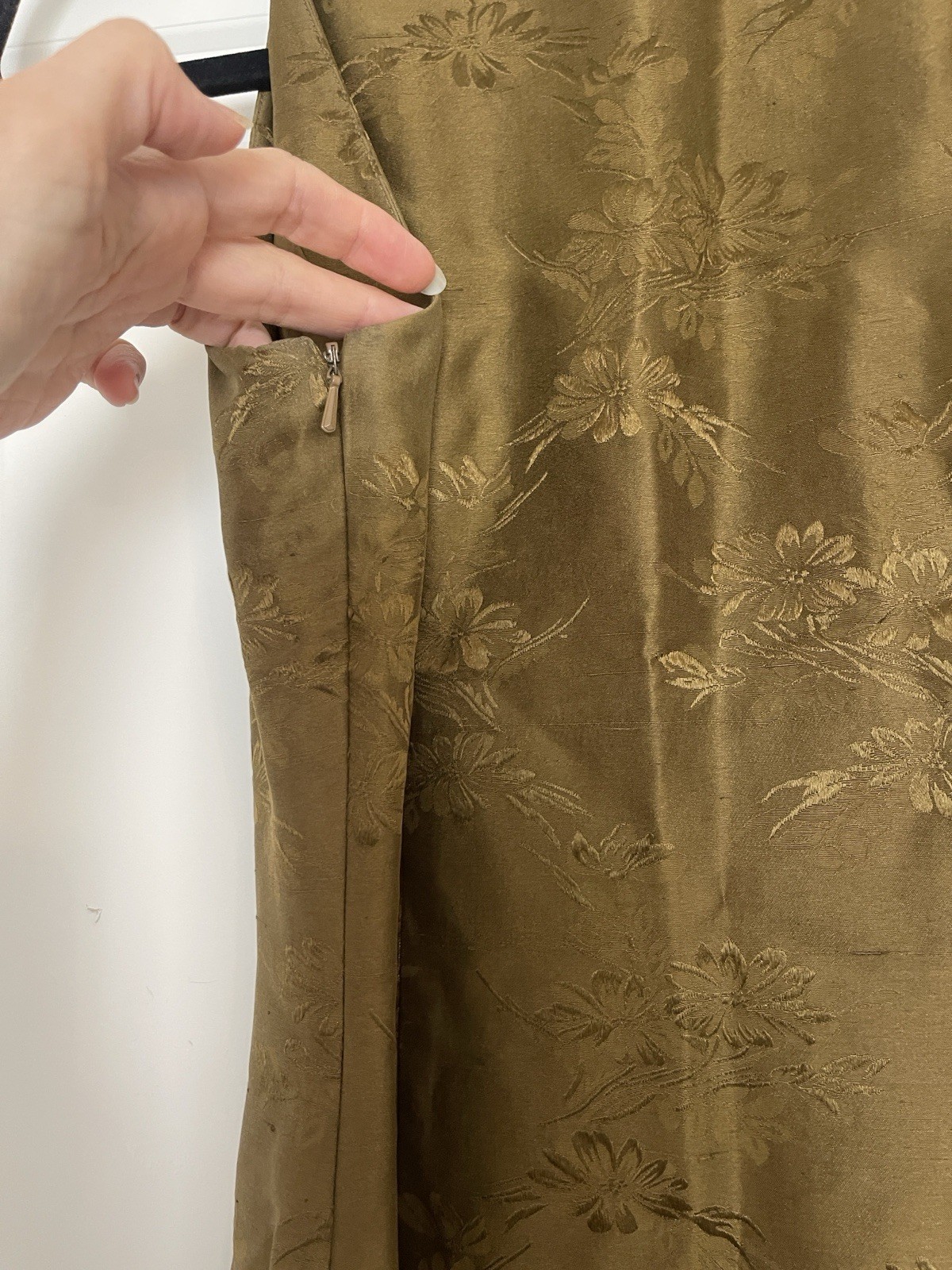 The J. Peterman Company Mandarin Collar Silk Dress Sz 4 Floral Jacquard Vintage