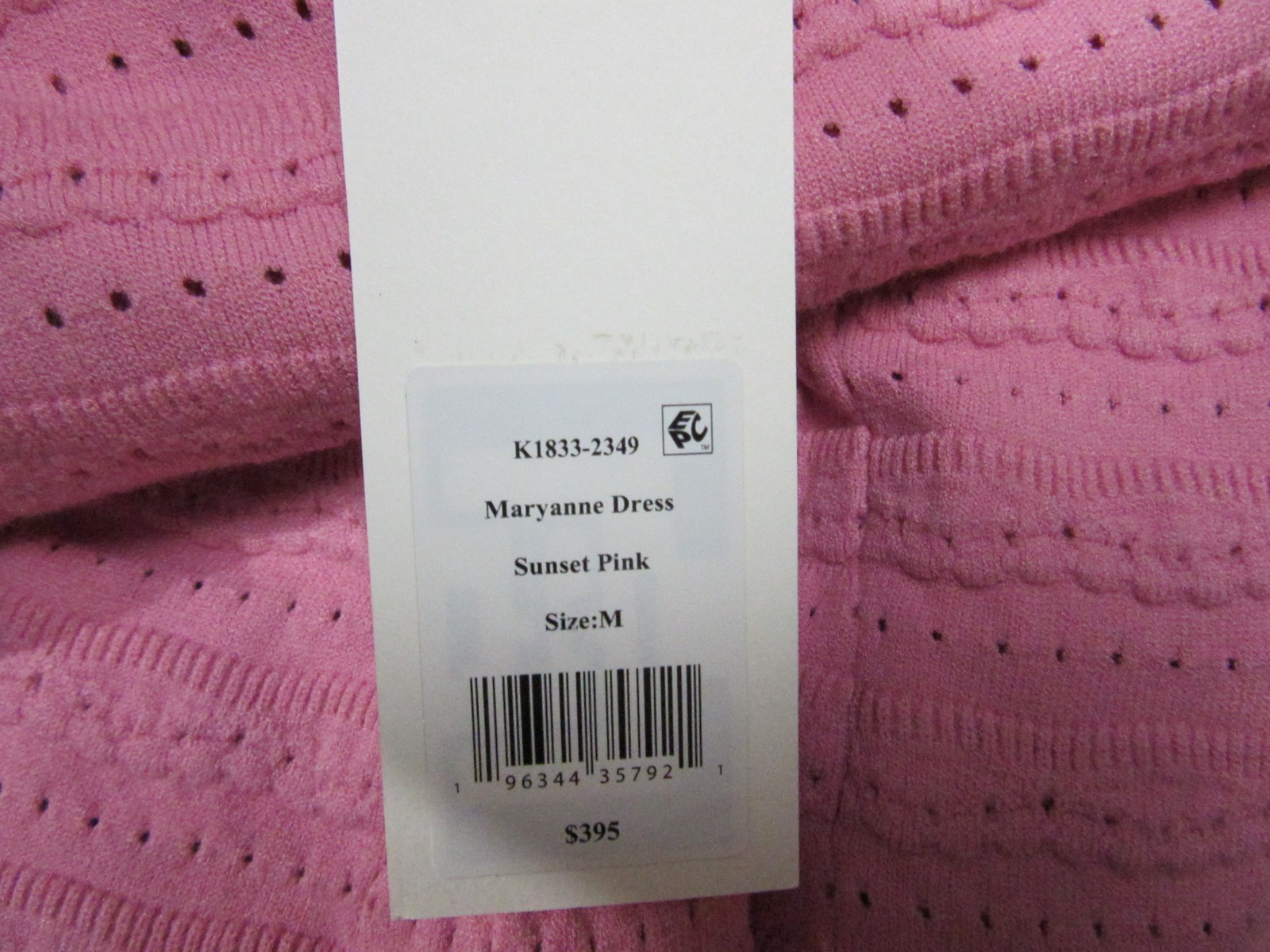 LoveShackFancy Dress Womens Medium Pink Sunset Maryanne Knit Mini Square Neck