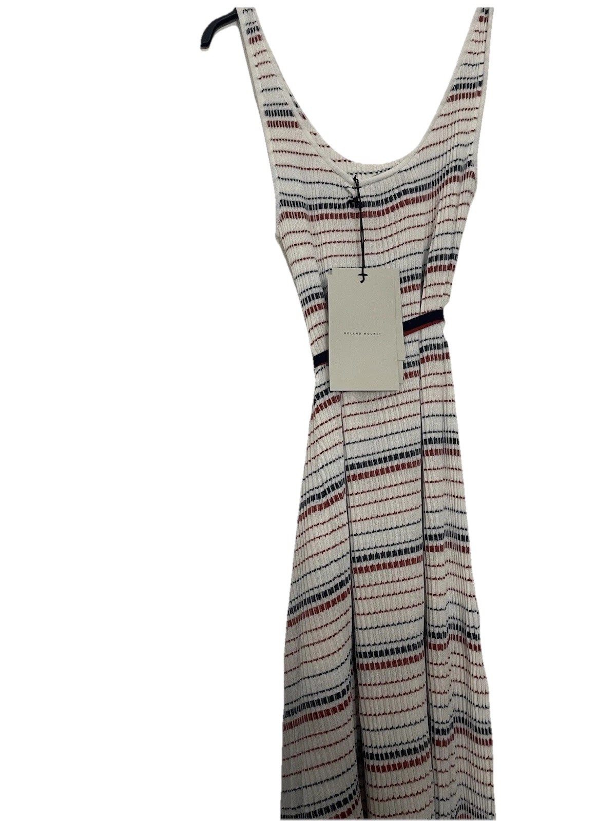 Roland Mouret Women Midi Cunningham Dress Stripe Pleats Knit, Multi Stretch, L