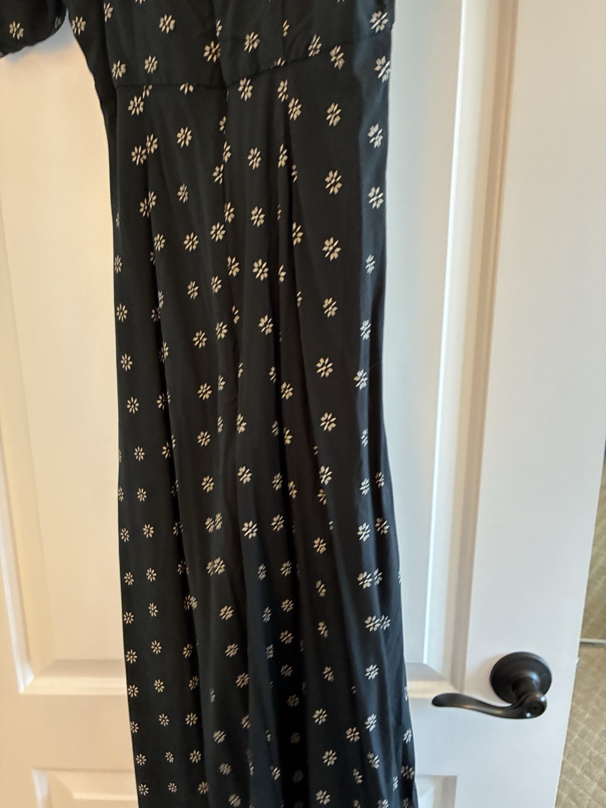 Madewell Puffed Sleeve Midi Dress Back Stardot Print sz 0 Sweetheart Neck Nice!