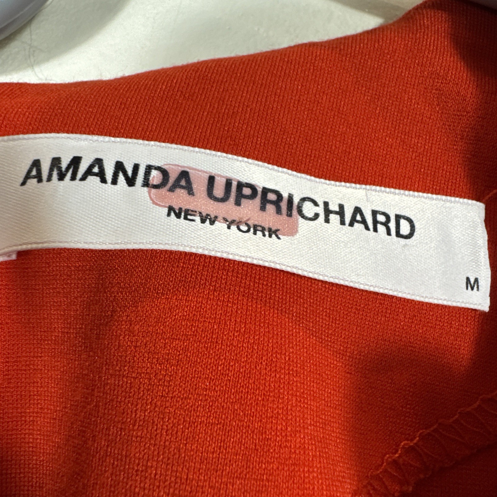 Amanda Uprichard Spandex Nylon Dress Tomato Red Medium Stretchy Ruffle Sleeves