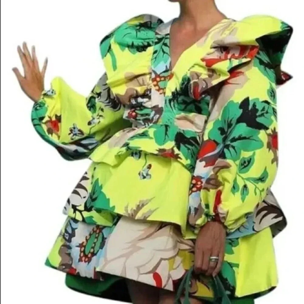 NWT Christopher John Rogers x Target Floral Ruffle Tiered Mini Dress Size 0