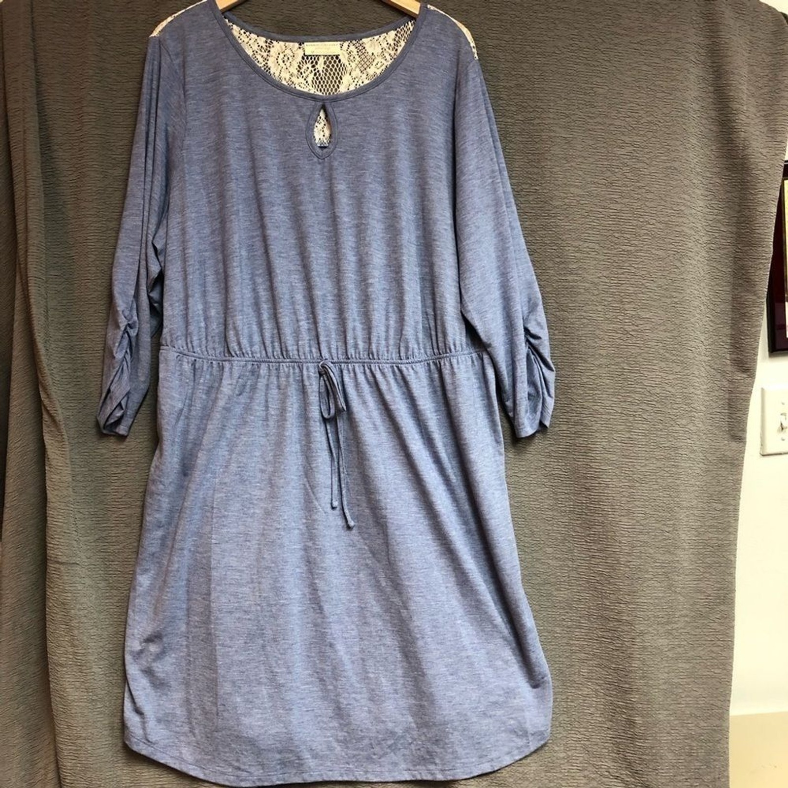 Bobbie Brooks 3X Light heather blue dress with keyhole, front and lace on back