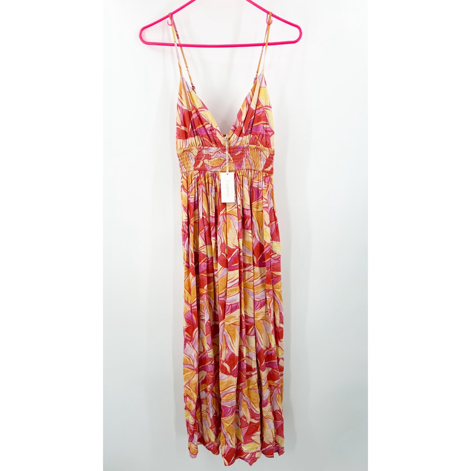 Z Supply Dress Women’s Size Small NWT Charm Stained Glass Linen Blend Midi/Maxi