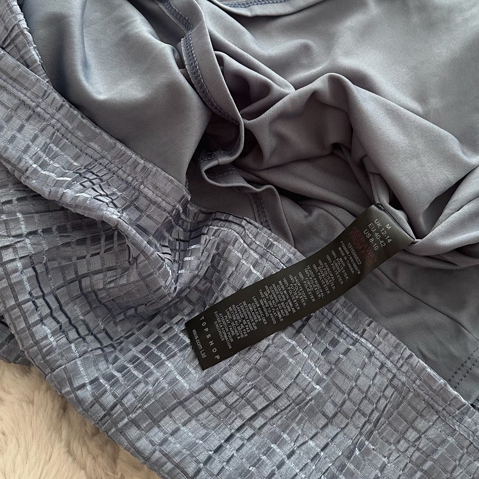 Topshop Blue Metallic Crinkle Plisse Textured Bandeau Maxi Dress Medium NEW BNWT