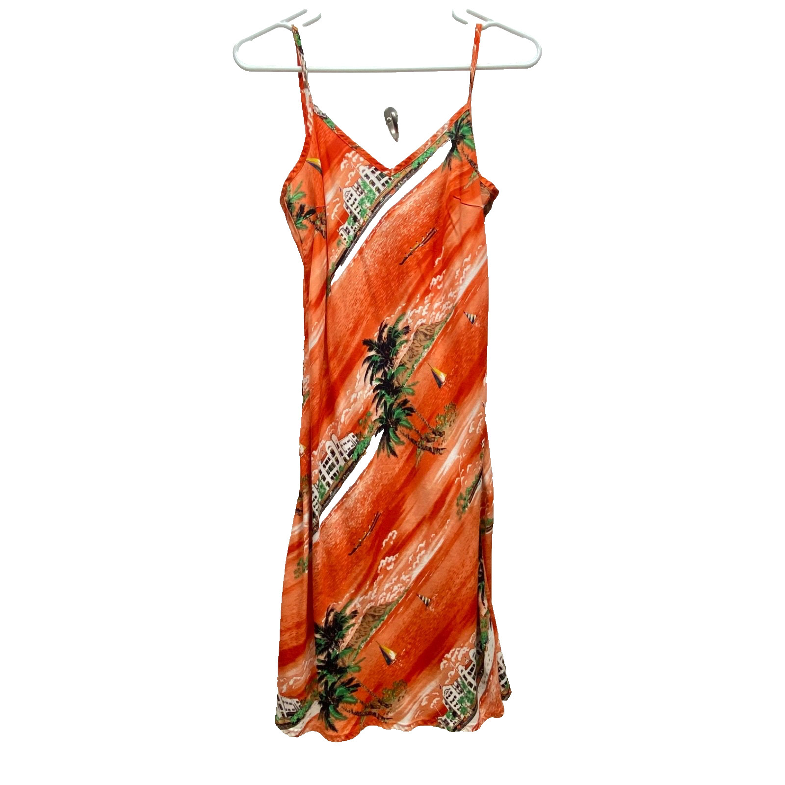 Vintage Wanted Clothing Co Dress Women’s Medium Orange Tropical Resort Sexy GUC