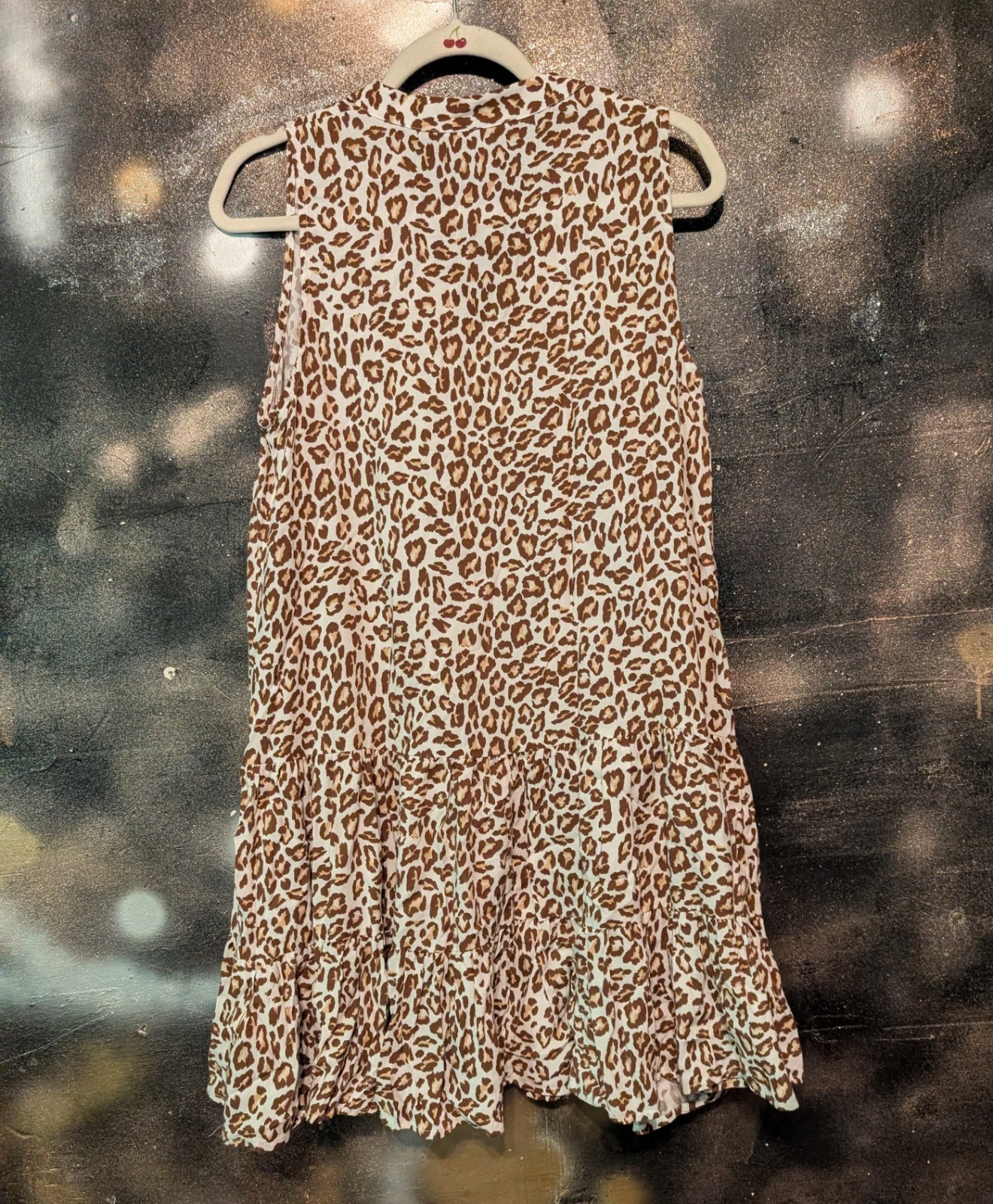 Nine West Leopard Print Sleeveless Tiered Dress Women’s Size Medium 100% Rayon