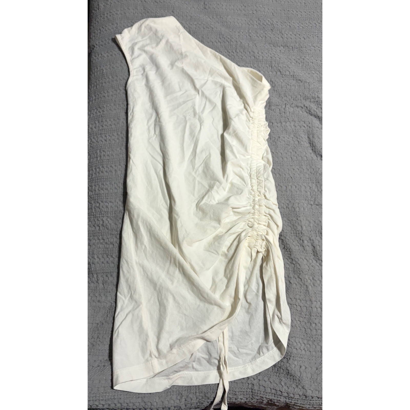Lagunamoon White One Shoulder Ruched Side Mini Dress Sz F (one size fits most)