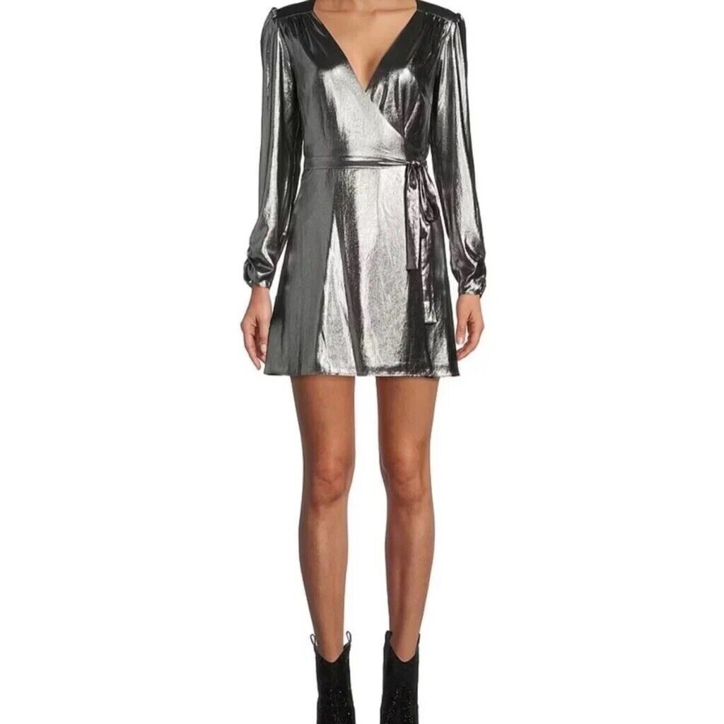GIANNI BINI METALLIC SILVER WRAP TIE BELT PROM, COCKTAIL DRESS – XL – NWT