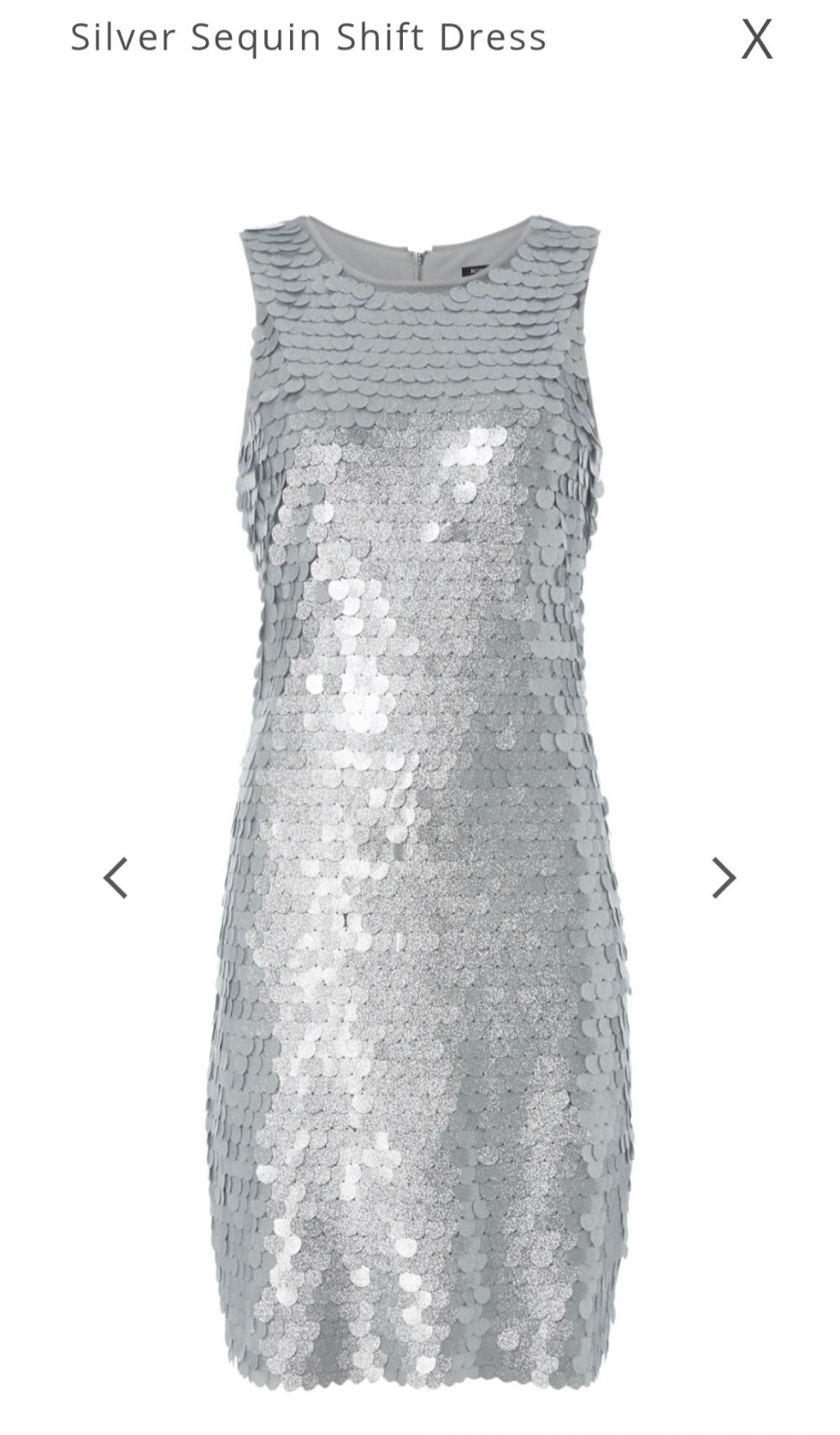 Roman Silver Sequin Shift Party Christmas Dress Size 10 UK Brand New With Tags