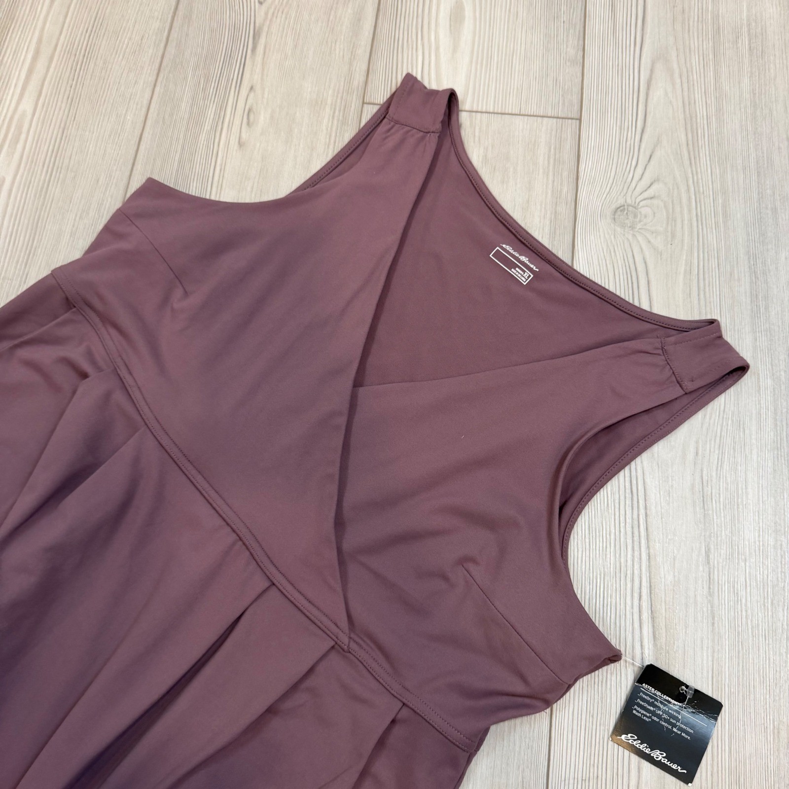 NWT Eddie Bauer Aster 7 Days Crossover Dress Dusty Violet XL UPF 50+ Pockets