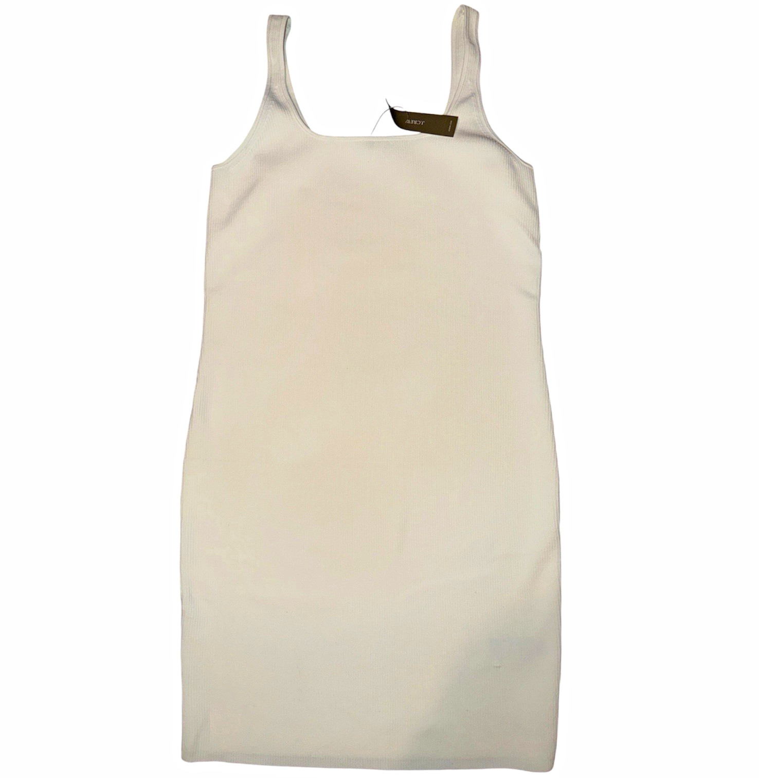 J.CREW Ivory Ribbed Knit Bodycon Tank Dress Square Neck Stretch Straps Size M