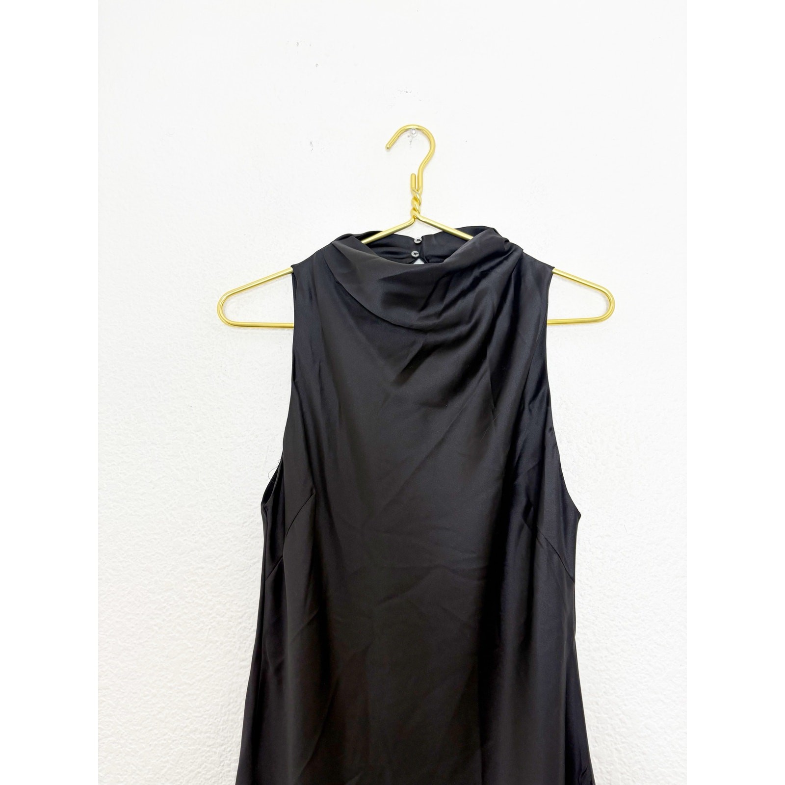 Zara Black Satin High Neck Midi Slip Dress Size Medium 8848/748 Cocktail Party