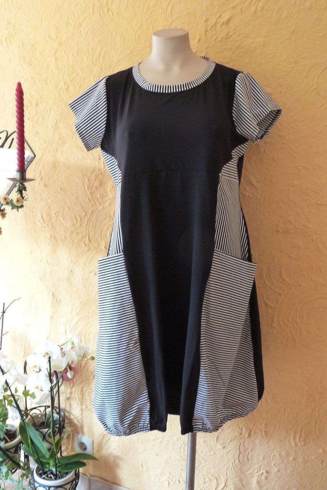 BORIS INDUSTRIES BALLOON Dress 48 50 (5) NEW! black white a shape lagenlook
