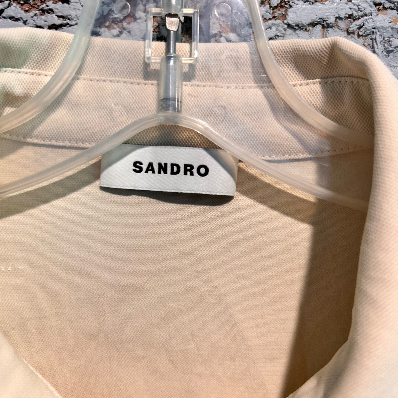 Sandro Paris Smocked Waist Button Down Shirt Dress Cream SFPRO03597 Size 38 F