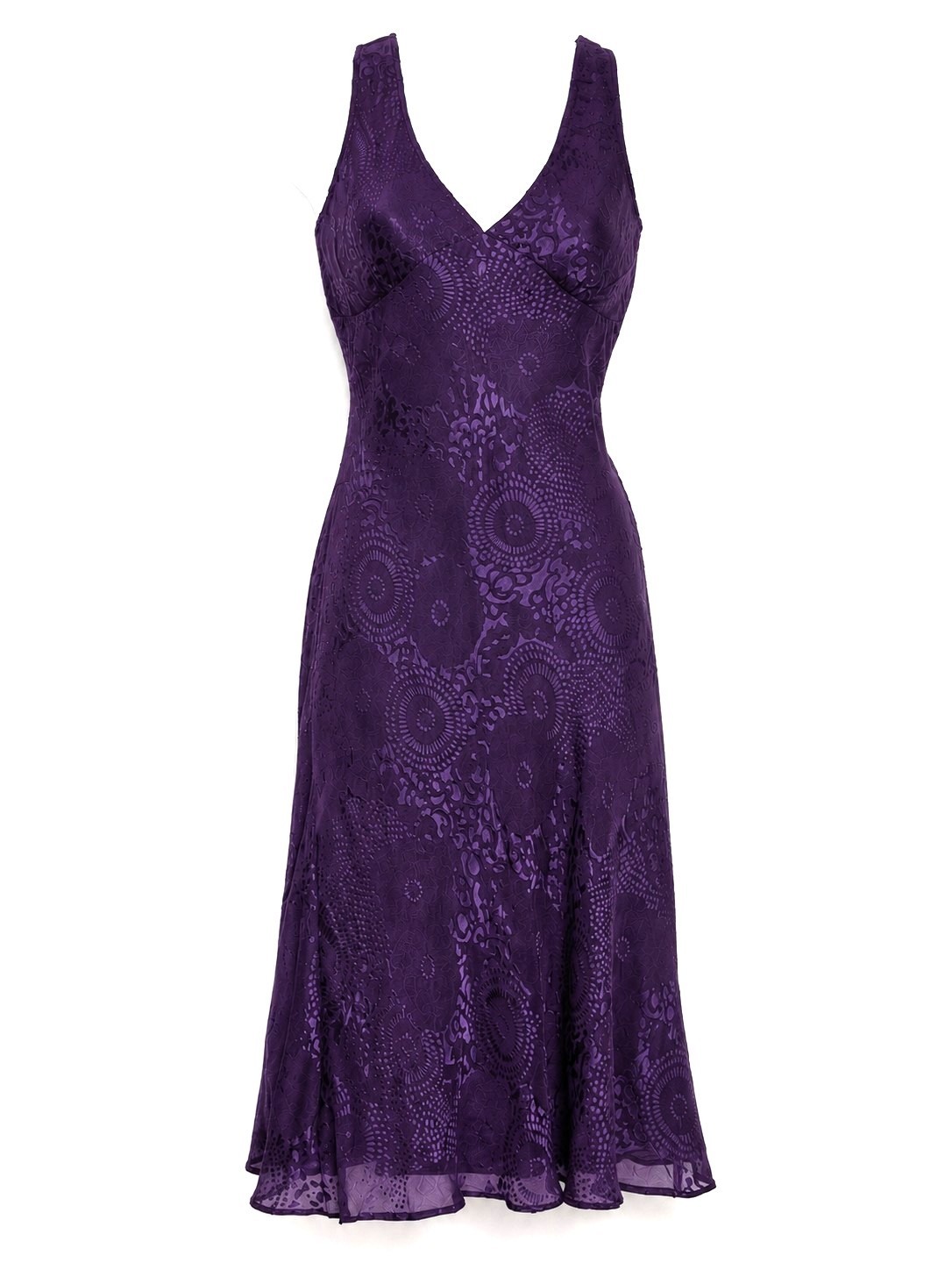 Vintage Purple Devore Silk Burnout Velvet Slip Dress Bias Cut Evening UK 10