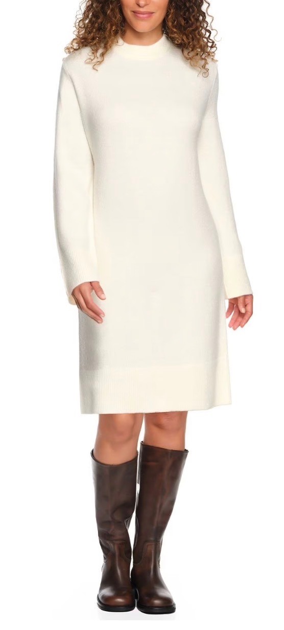 Lands’ End Women’s Crewneck Sweater Dress CREAM New With Tags Choose Your Size