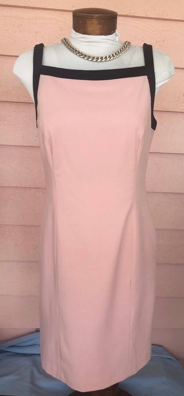 I-N-C SHEATH DRESS SZ 8 Pink/Espresso Hidden Back Zip LOVELY FIT Fully Lined FAB