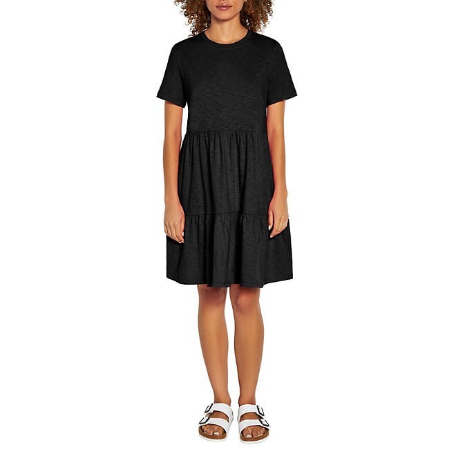 Gap Ladies Short Sleeve Tiered Dress Size XS Black