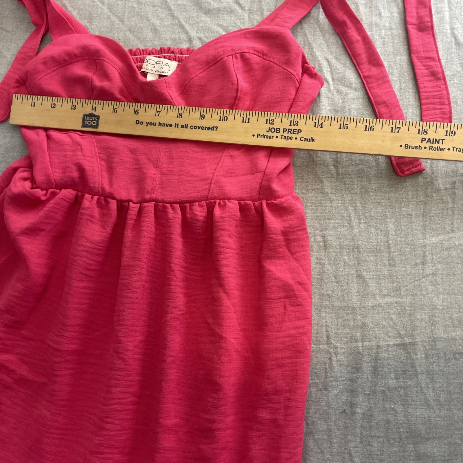 Sofia by Sofia Vergara Pink Ruffle Dress Womens Size Small Tied Shoulders Barbie
