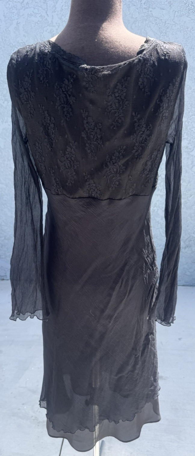 VTG Black Lace 100% Silk Dress By Mica Y2k Sz 12