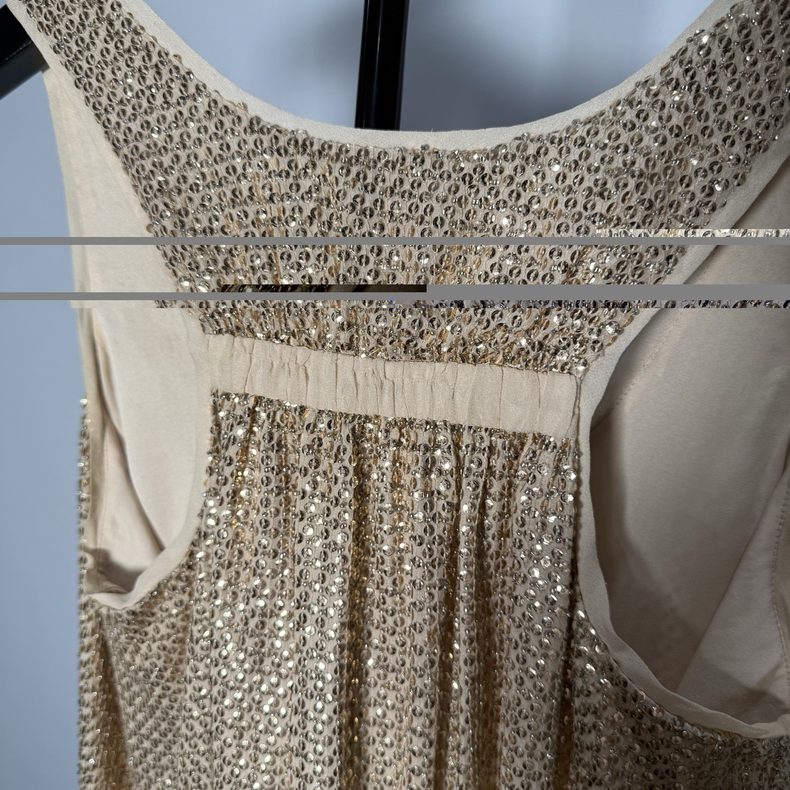 Diane Von Furstenberg Pellina Silk Sequin Champagne Mini Shift Dress 4 Orig $498