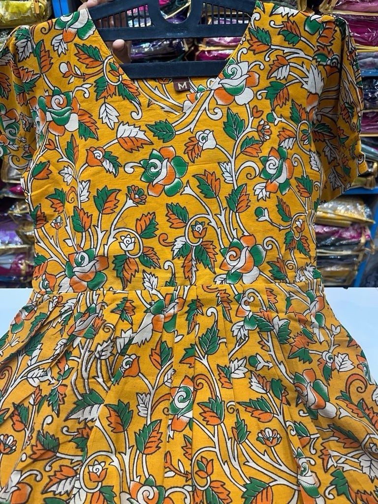 Kalamkari Cotton Frocks !! Available In Different Colors And Sizes !!