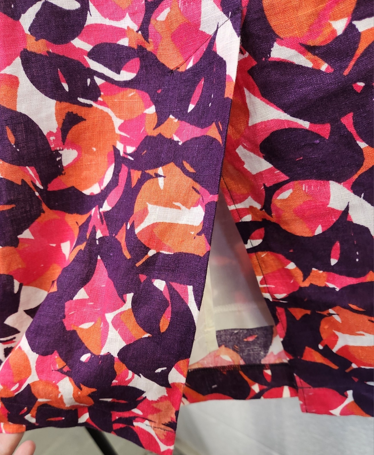 Kaliko 100% Linen Floral Shift Dress UK 10 Pink Orange Purple Sleeveless
