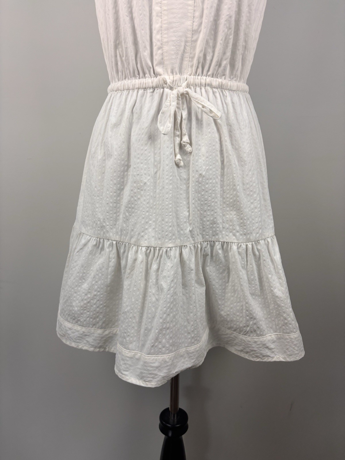 Vineyard Vines Performance Harbor Seersucker Tiered Dress White XS New Nautical